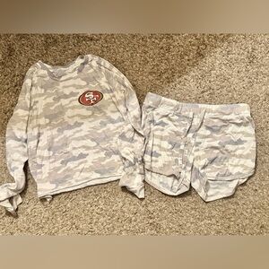 49ers camo Long Sleeve Shirt and Shorts PJ set size Small